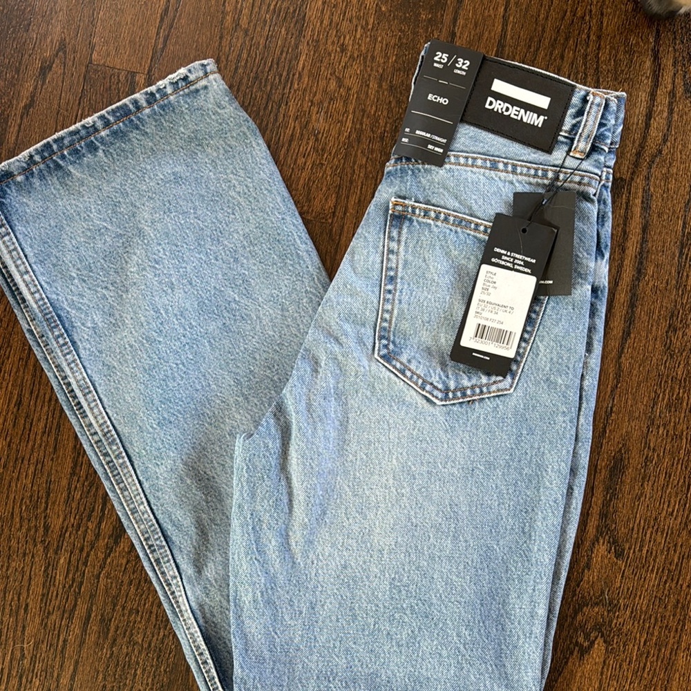 Blue Straight Leg Vintage Look Jeans